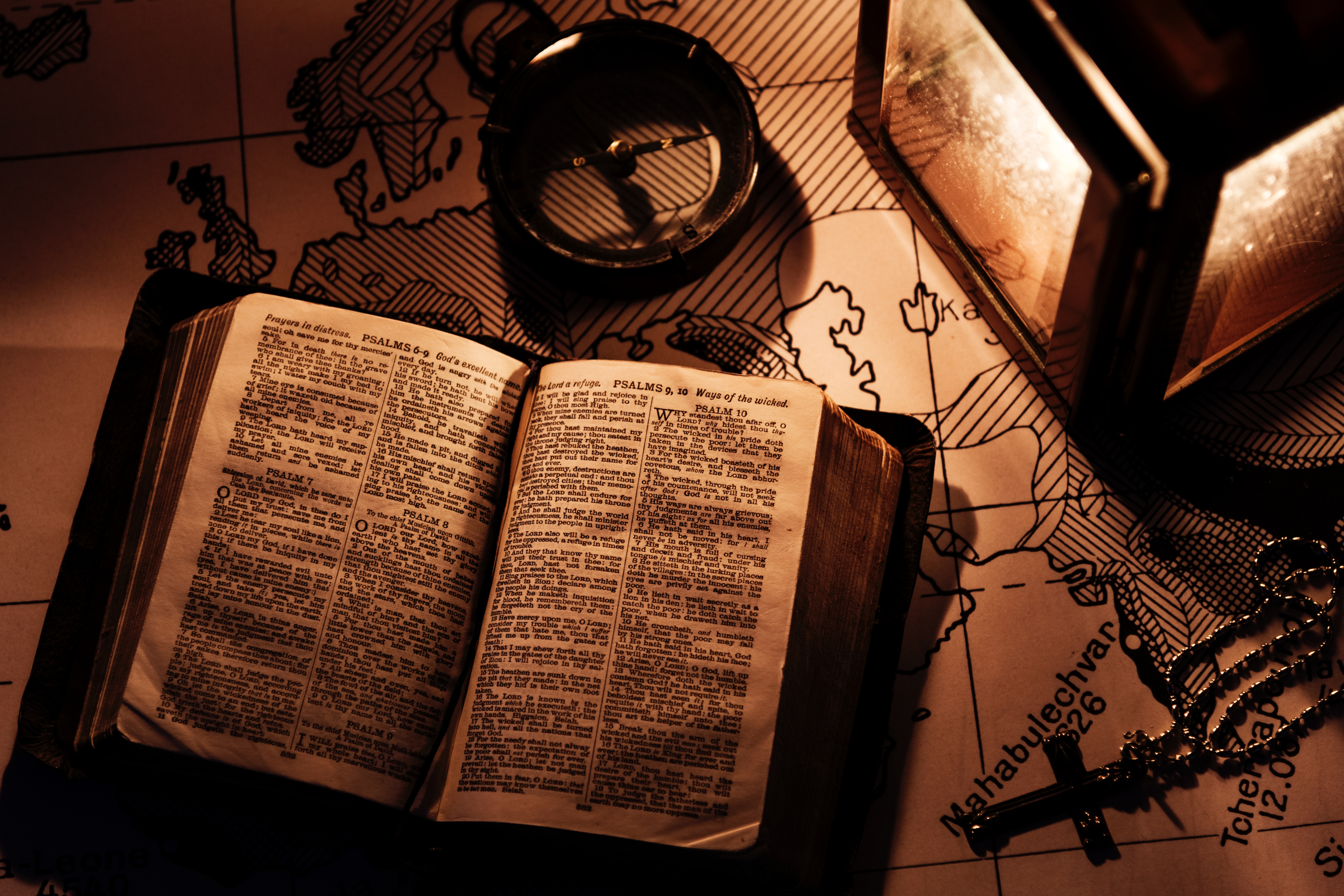 bible and map