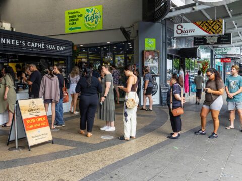 people waiting in line