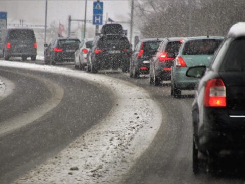 cars on icy road