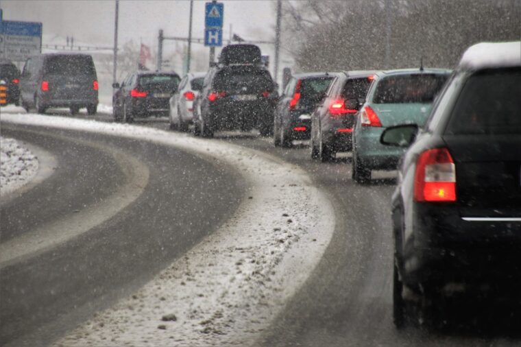 cars on icy road